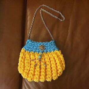 Handcrafted Yellow and Blue Crochet Bag